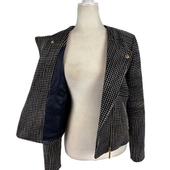 Ted Baker Colour by Numbers Julio Bouclé Black White Tweed  Jacket Corpcore SZ 4 - Picture 14 of 16